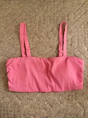 Old Navy Pink-Trim Beige Bikini Top